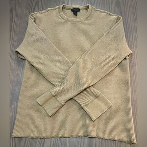 Express Men's Large Tan Long Sleeve Waffle Thermal Shirt